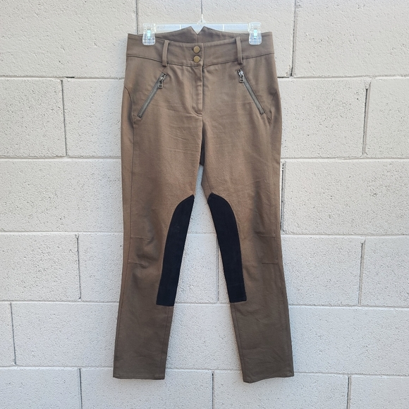 Veronica Beard | Ellie Jodhpur Suede Patch Equestrian Pants in Army Green Size 6 - Picture 3 of 14